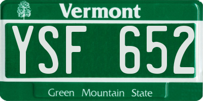 VT license plate YSF652
