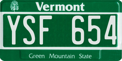 VT license plate YSF654