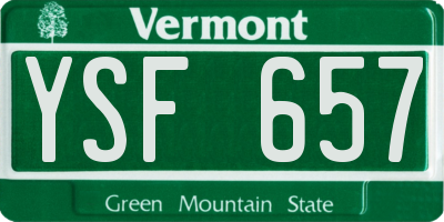 VT license plate YSF657
