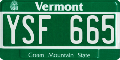 VT license plate YSF665