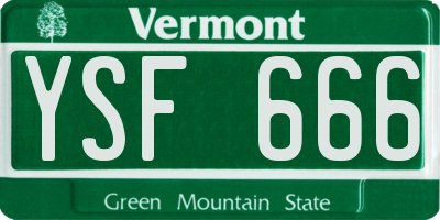 VT license plate YSF666