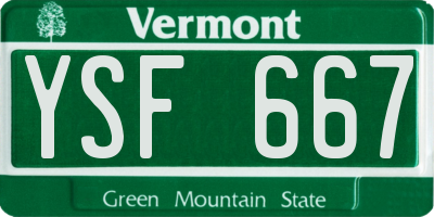 VT license plate YSF667