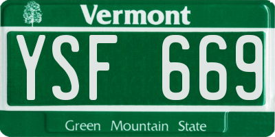 VT license plate YSF669