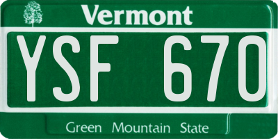 VT license plate YSF670