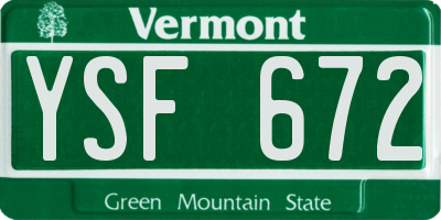 VT license plate YSF672