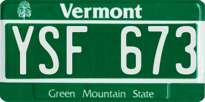 VT license plate YSF673
