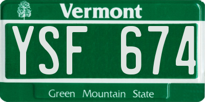 VT license plate YSF674