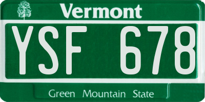 VT license plate YSF678