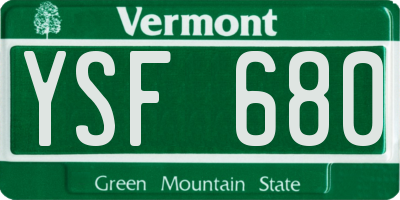 VT license plate YSF680