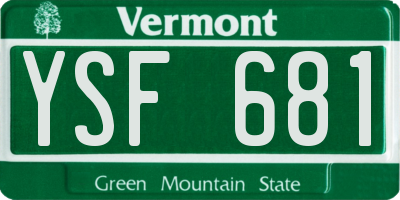 VT license plate YSF681