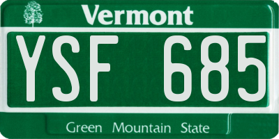 VT license plate YSF685