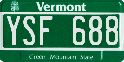 VT license plate YSF688