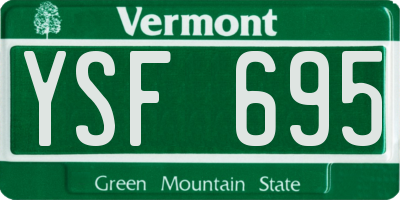 VT license plate YSF695