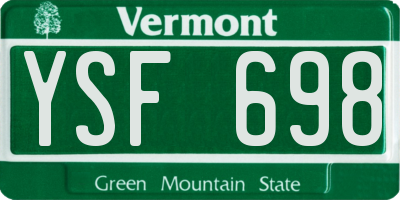VT license plate YSF698
