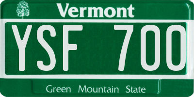 VT license plate YSF700