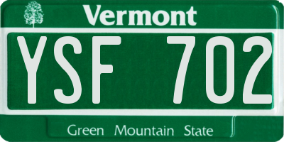 VT license plate YSF702