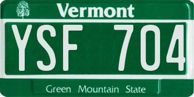 VT license plate YSF704