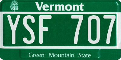 VT license plate YSF707