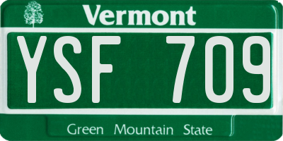 VT license plate YSF709