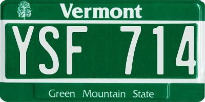 VT license plate YSF714