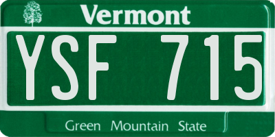 VT license plate YSF715