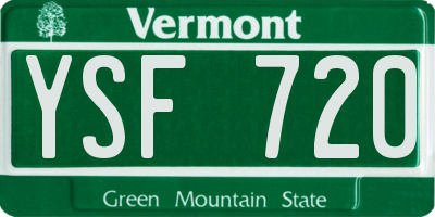 VT license plate YSF720