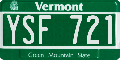 VT license plate YSF721
