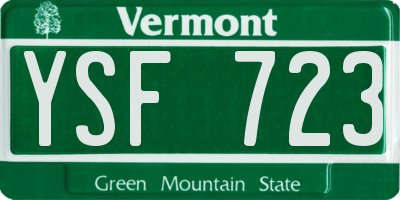 VT license plate YSF723