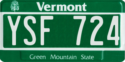 VT license plate YSF724