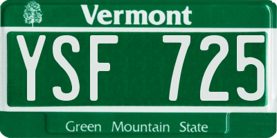 VT license plate YSF725