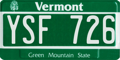 VT license plate YSF726