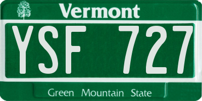 VT license plate YSF727