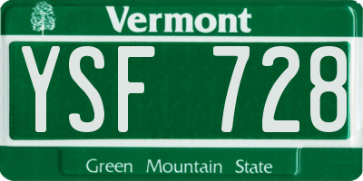 VT license plate YSF728