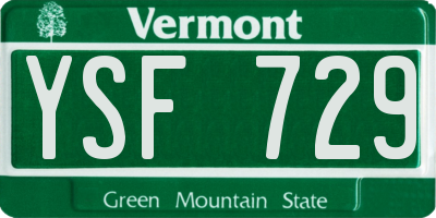 VT license plate YSF729