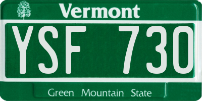 VT license plate YSF730