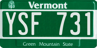 VT license plate YSF731
