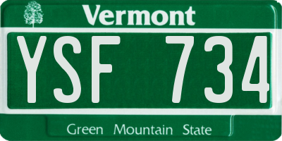 VT license plate YSF734