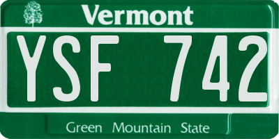 VT license plate YSF742
