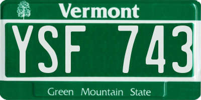 VT license plate YSF743