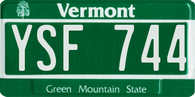 VT license plate YSF744