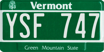 VT license plate YSF747