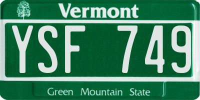 VT license plate YSF749