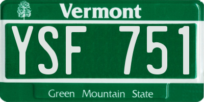 VT license plate YSF751