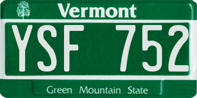 VT license plate YSF752