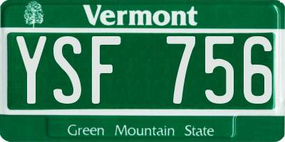 VT license plate YSF756