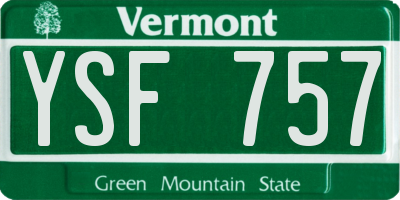 VT license plate YSF757