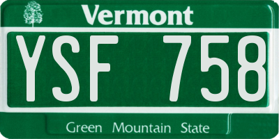 VT license plate YSF758