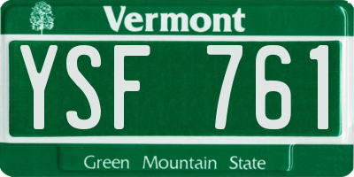 VT license plate YSF761