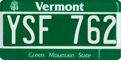 VT license plate YSF762
