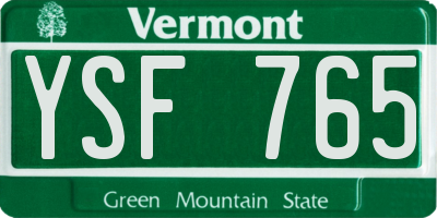 VT license plate YSF765